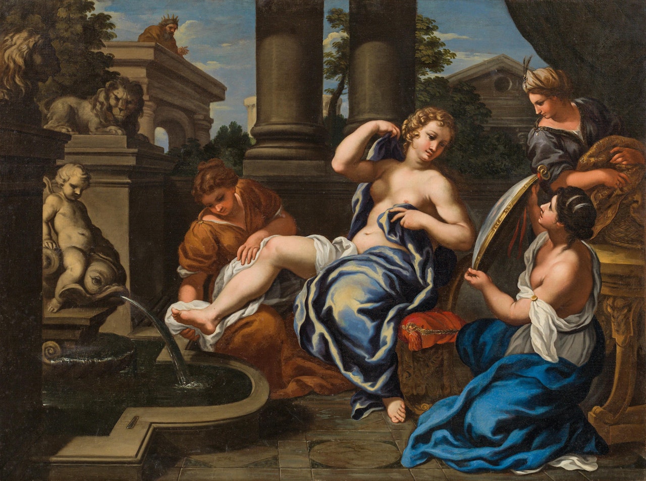 Bathsheba at her bath by Roman School