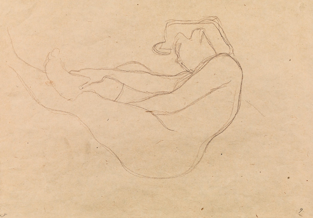 Seated female nude (probably study for the painting Danae) by Gustav Klimt