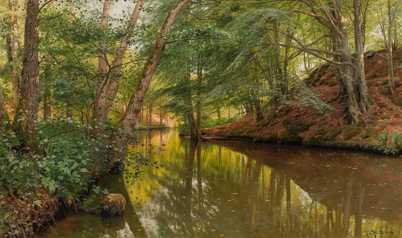 Spring day at the forest stream by Peder Mork Monsted