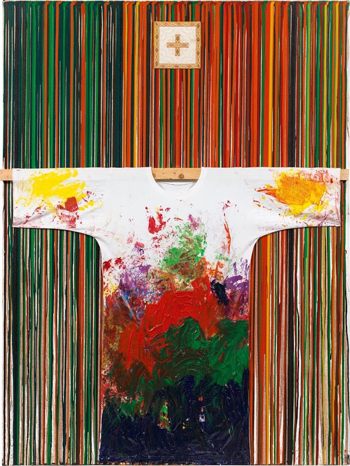 Bulk picture with painting shirt by Hermann Nitsch