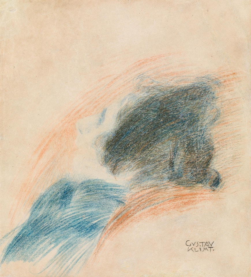 Woman leaning back in profile to the left by Gustav Klimt