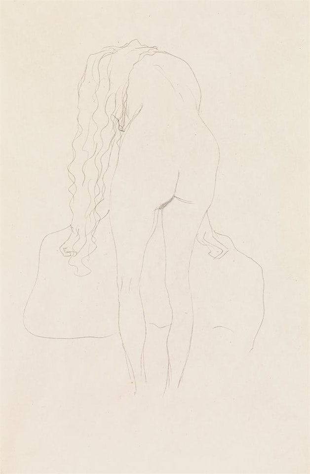 Bent over nude from the back by Gustav Klimt