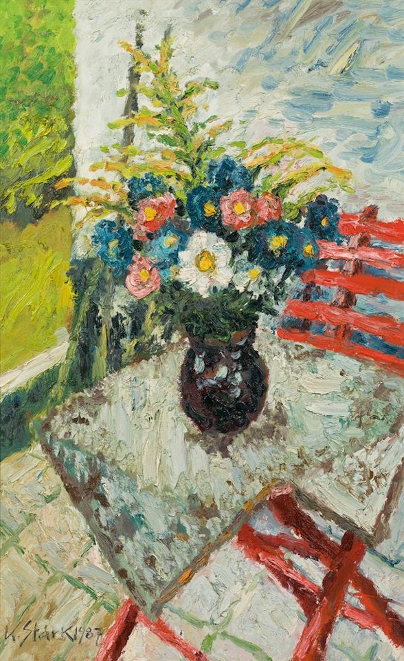 Flower bouquet on a garden table by Karl Stark