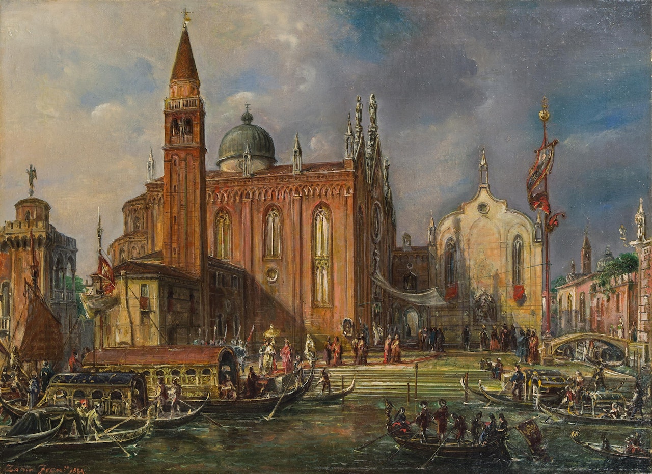 Venice, doge Mocenigo visiting Santa Maria della Carità by Francesco Zanin