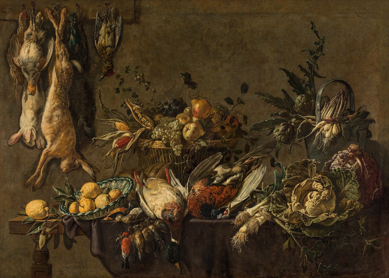 Kitchen still life by Adriaen van Utrecht