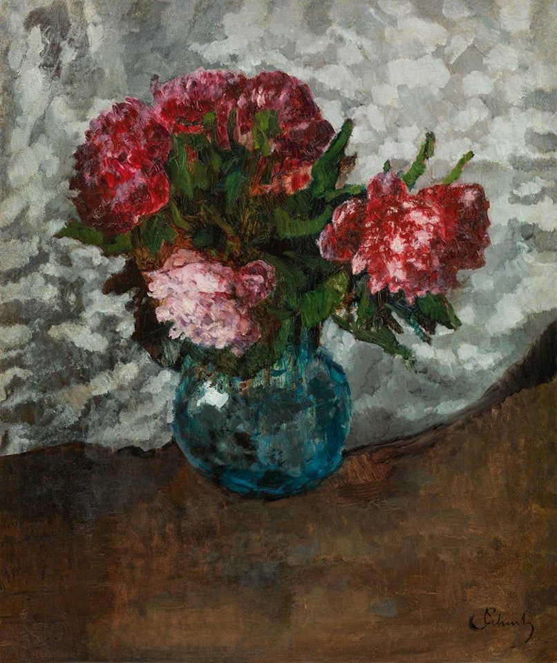 "Rote Pfingstrosen" (Red Peonies) by Carl Schuch