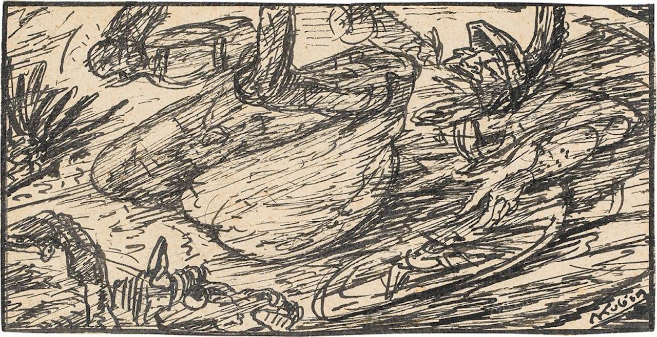 Lying man by Alfred Kubin