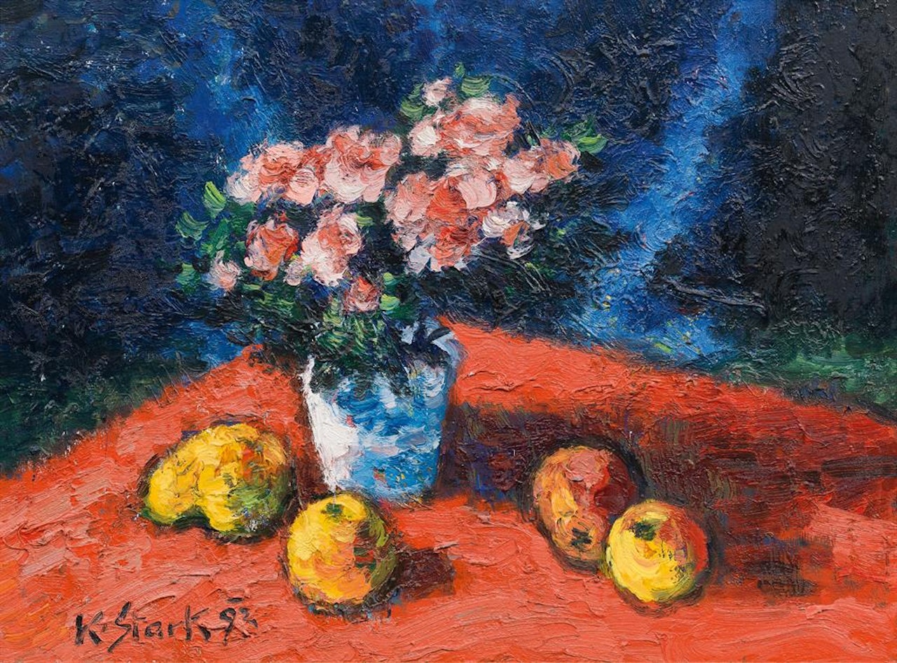 Still life with vase and fruits by Karl Stark