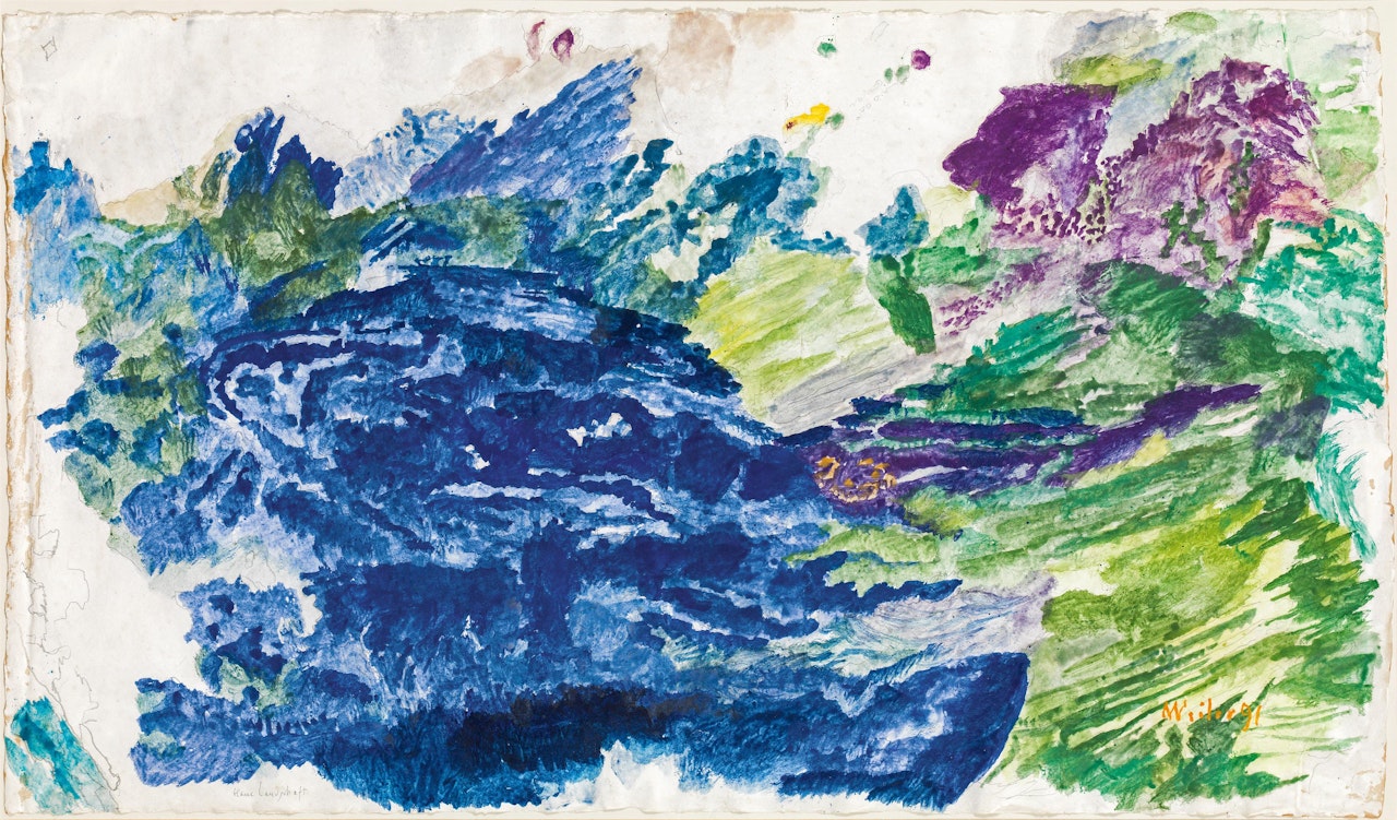 Blaue Landschaft by Max Weiler