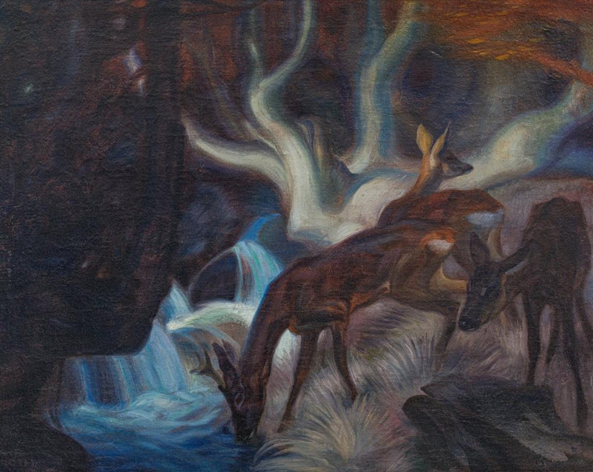 Does in the woods by Norbertine Bresslern-Roth