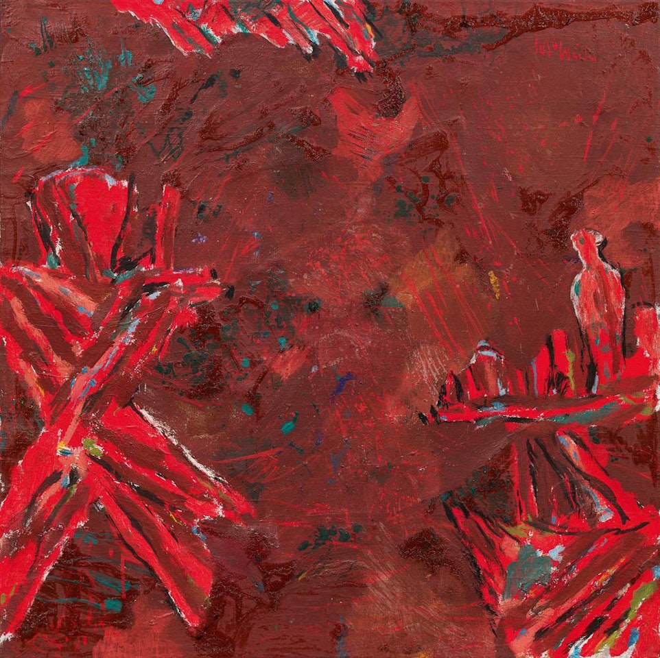 Stillleben in Rot by Max Weiler