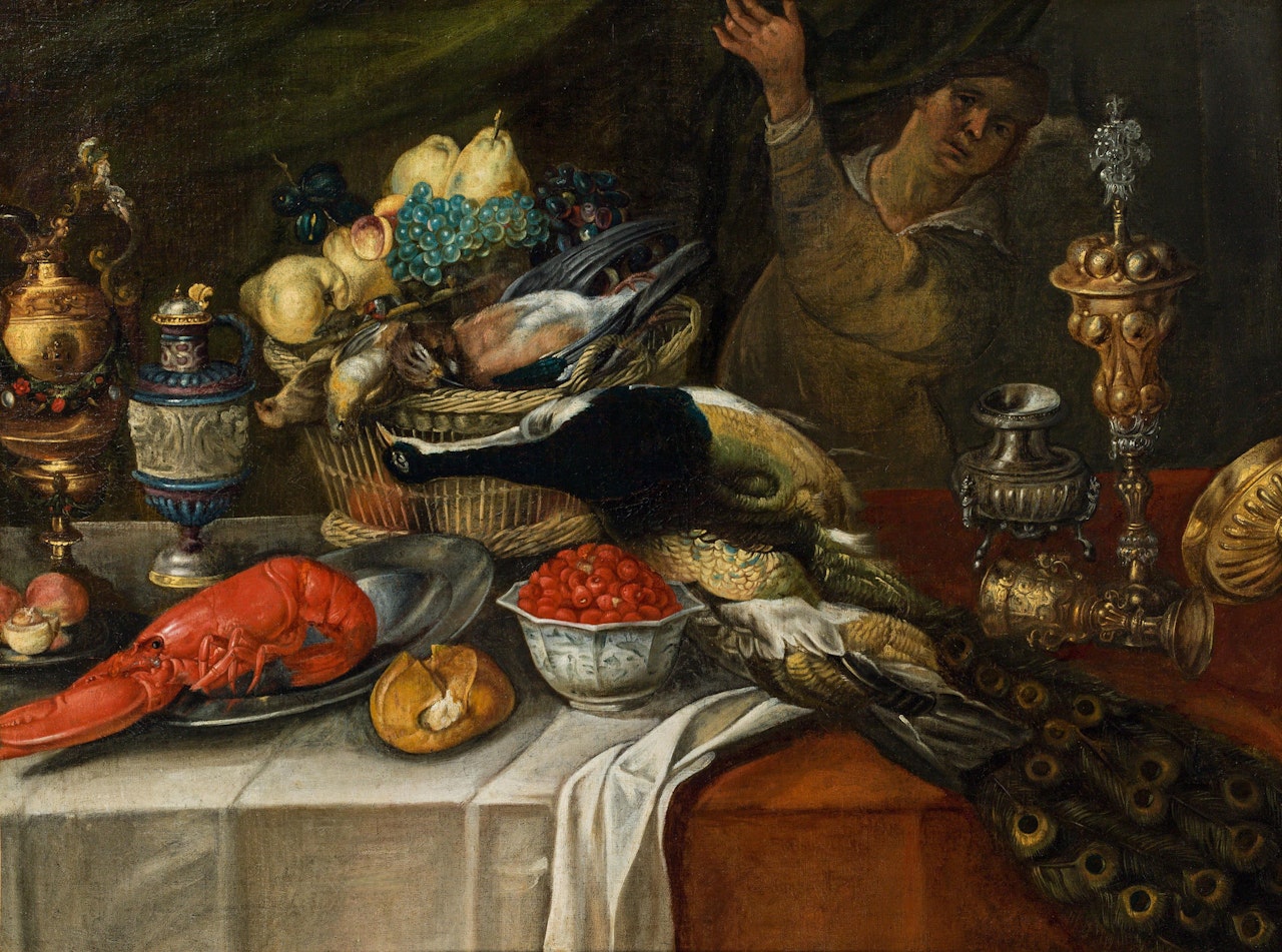 Still life with lobster and raspberries by Jan Van Kessel The Elder