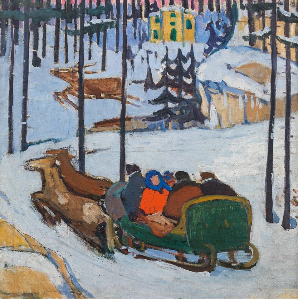 Carriage ride in winterly forest by Broncia Koller-Pinell