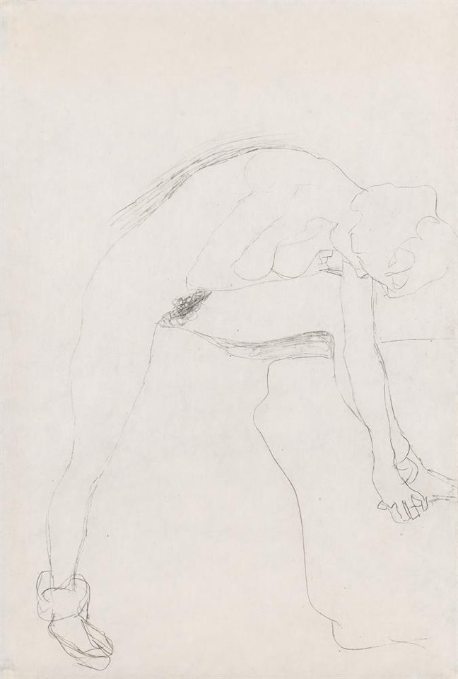 Nude bent over with leg raised to the right by Gustav Klimt
