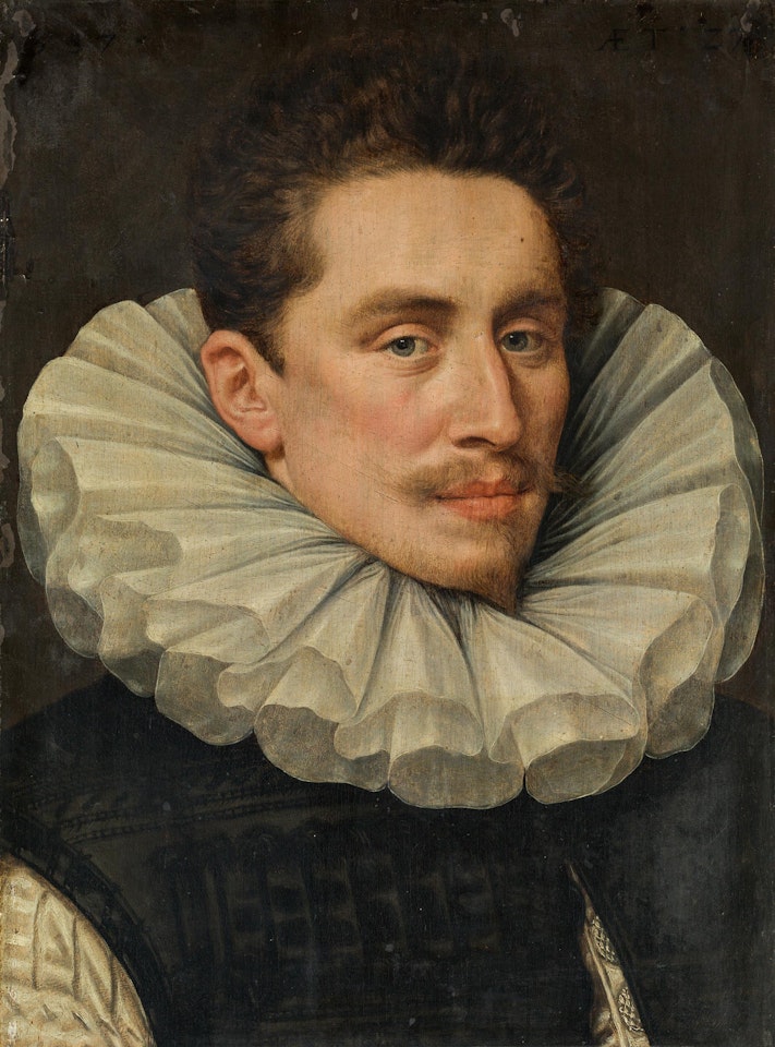 Portrait of a gentleman with lace collar by Adriaen Thomas Key
