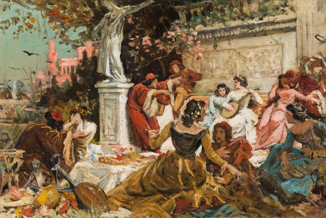 A feast in the park by Hans Makart