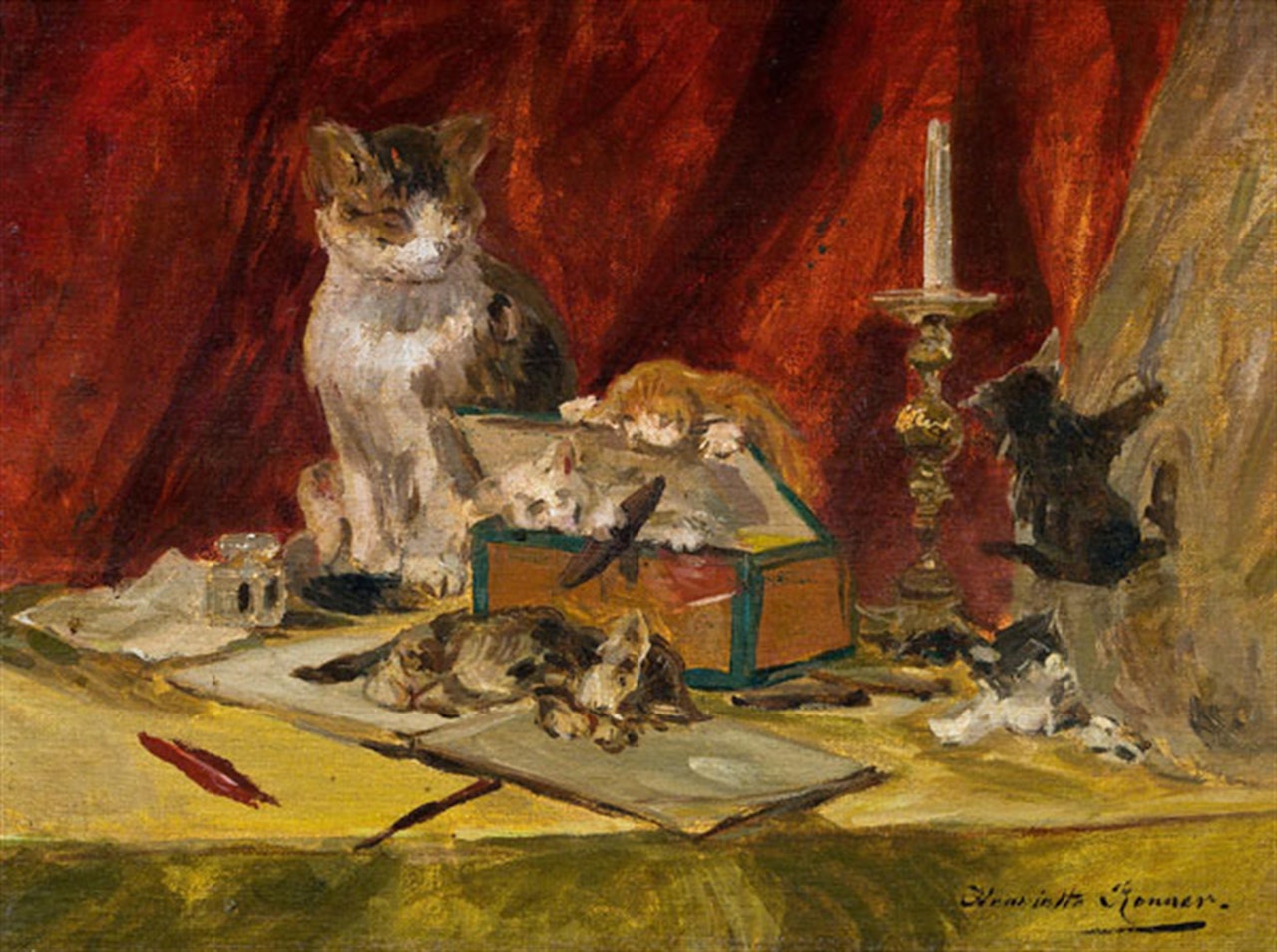 Spielende Kätzchen by Henriette Ronner-Knip