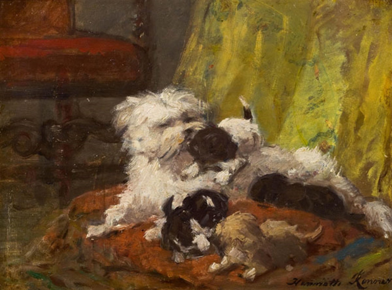 Hundefamilie by Henriette Ronner-Knip
