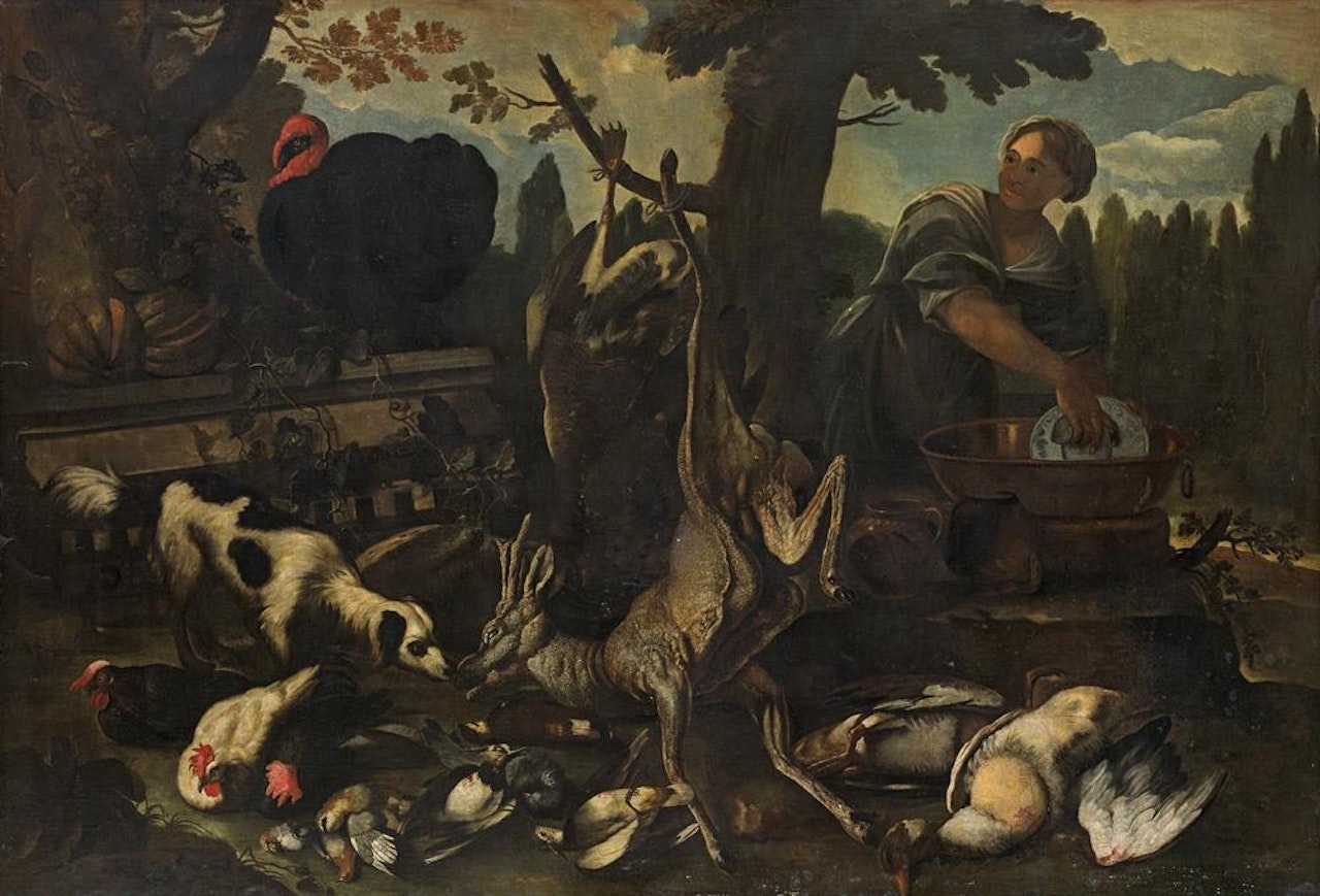 Hunting still life by Roman School