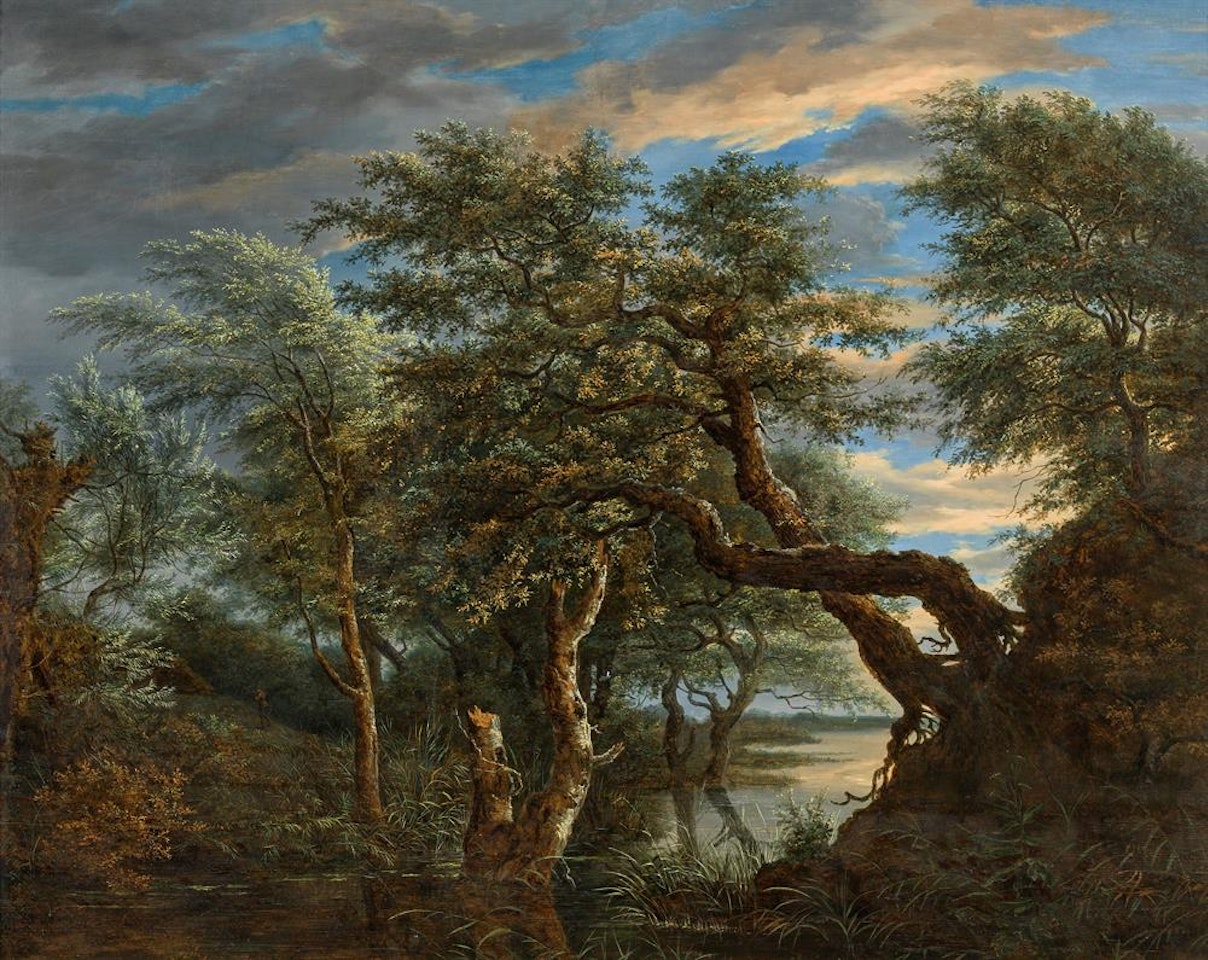 Marshland landscape in evening light by Ferdinand Georg Waldmüller