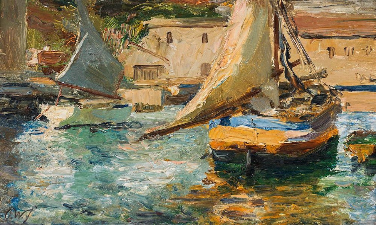 Fishing boats in the port of Ragusa by Olga Wisinger-Florian