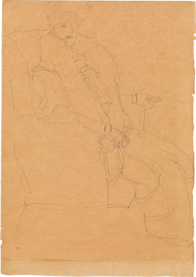 Fritza Riedler, seated to the right (study for the portrait of Fritza Riedler) by Gustav Klimt