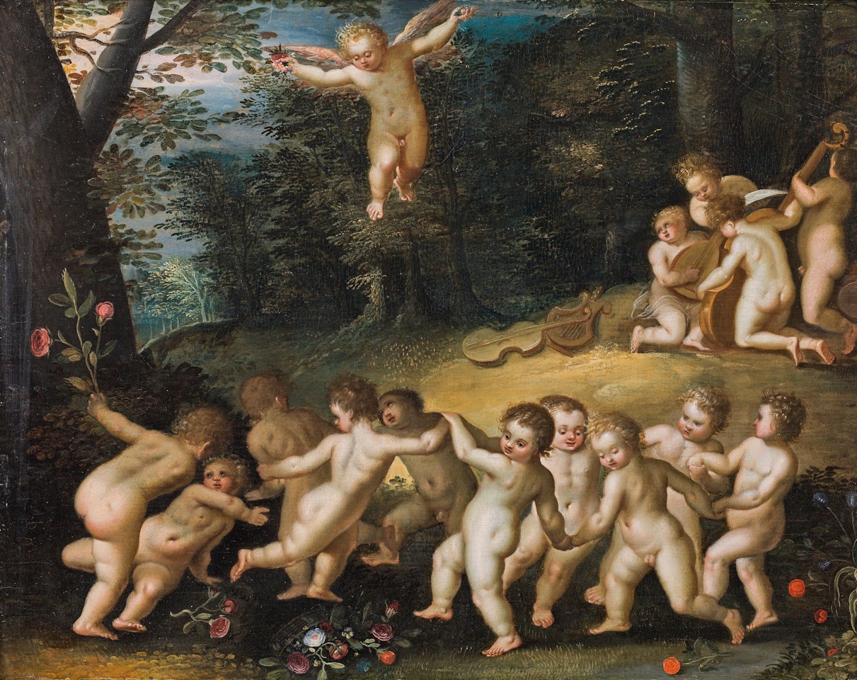 Dancing putti in a forest by Jan Brueghel the Younger