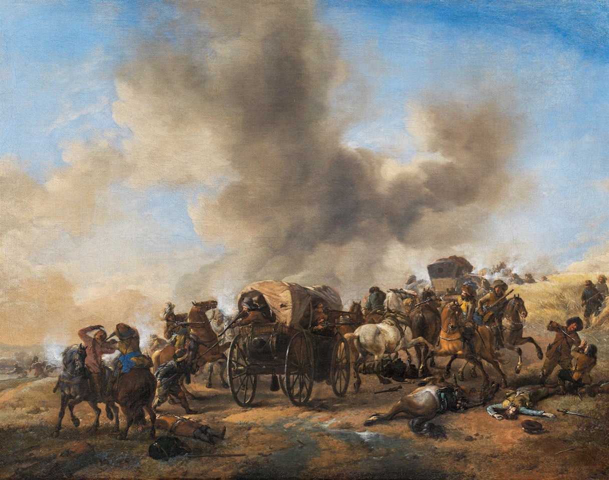 An assault upon carriages by Philips Wouwerman