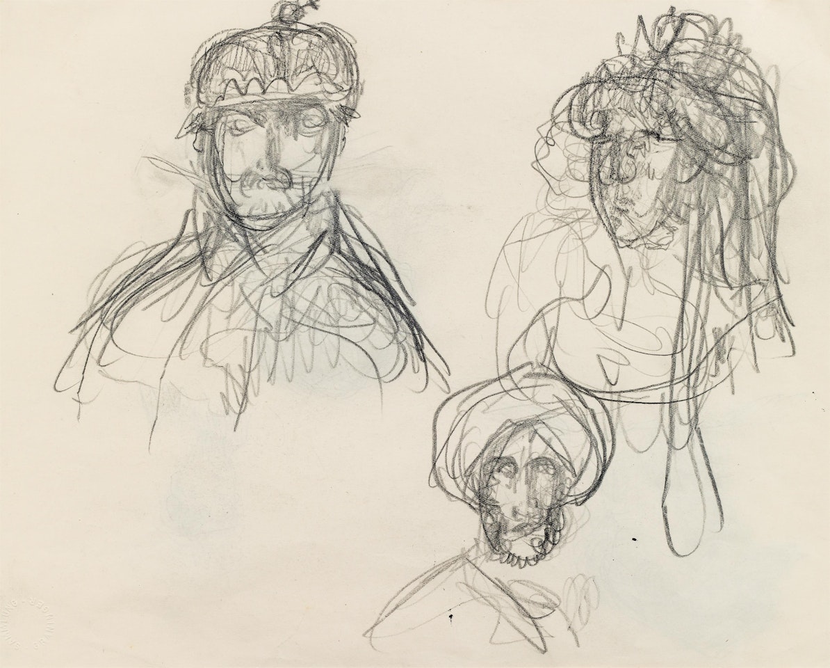 Emperor Karl and Zita (portrait study verso) by Alfred Kubin