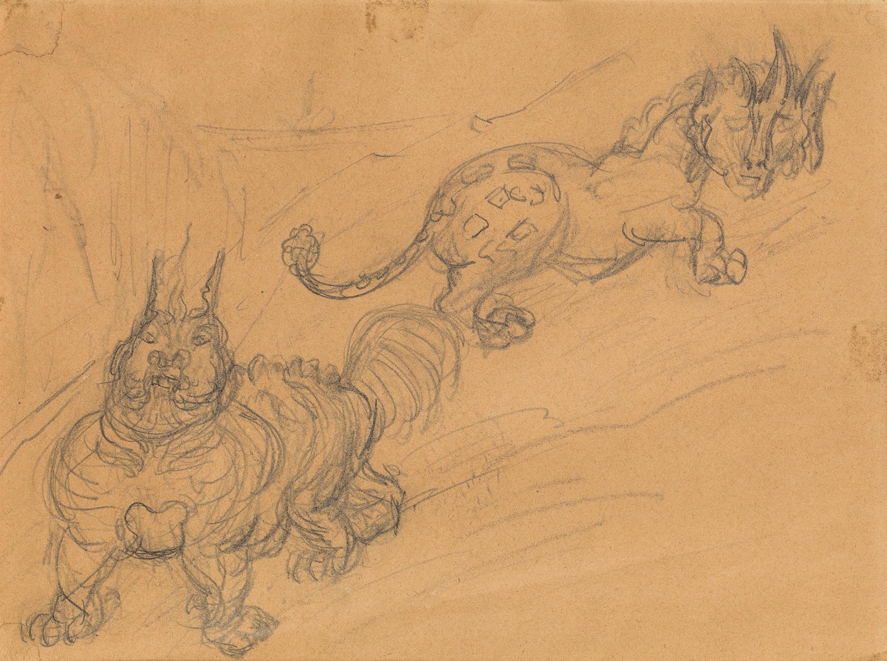 Two fantasy animals by Alfred Kubin