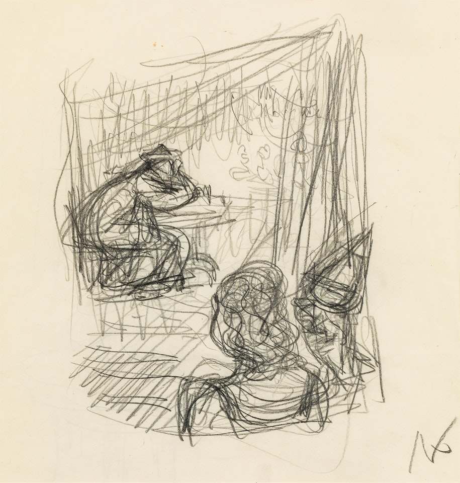 Sitter and two figures (studien recto and verso) by Alfred Kubin