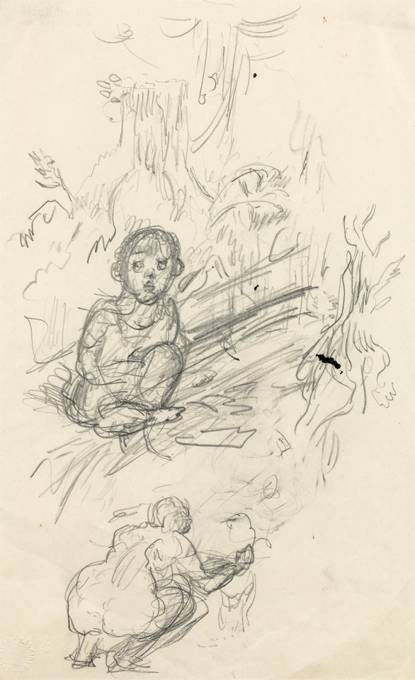 Child and riding witch, study by Alfred Kubin