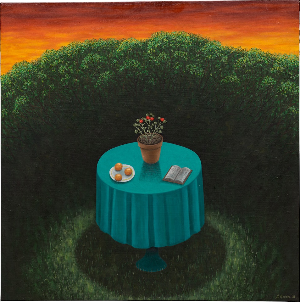 Still Life with Oranges, Geranium, Book by Scott Kahn