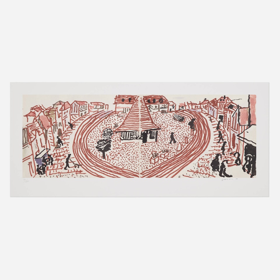 My Second Drawing of Beuvron-en-Auge and 220 for by David Hockney