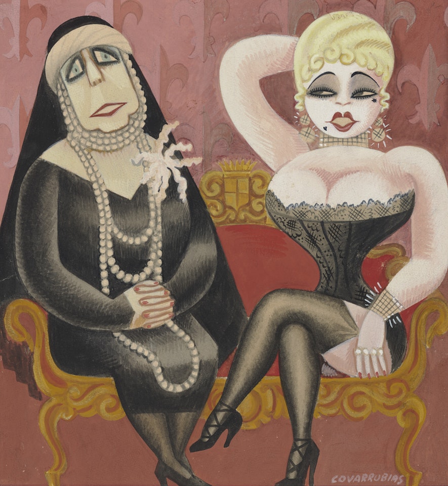 Impossible Interview #7 (Maria of Romania vs. Mae West) by Miguel Covarrubias