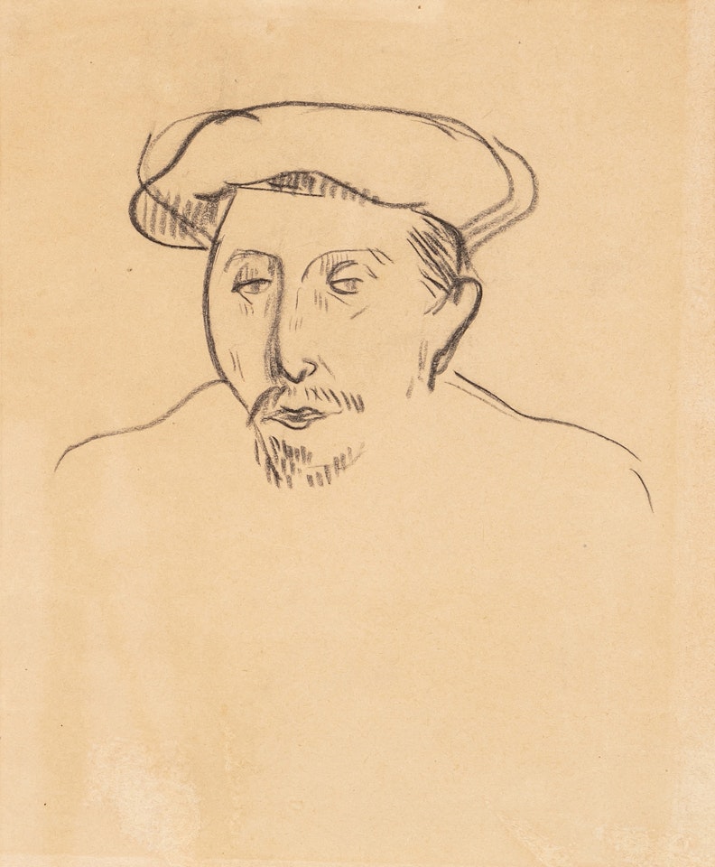 Auto portrait au béret (recto); Falaises dans la mer (verso) by Paul Gauguin