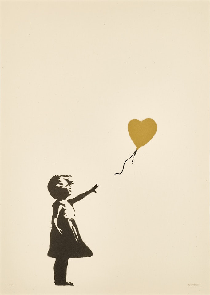 Girl with Balloon – Colour AP (Gold) by Banksy