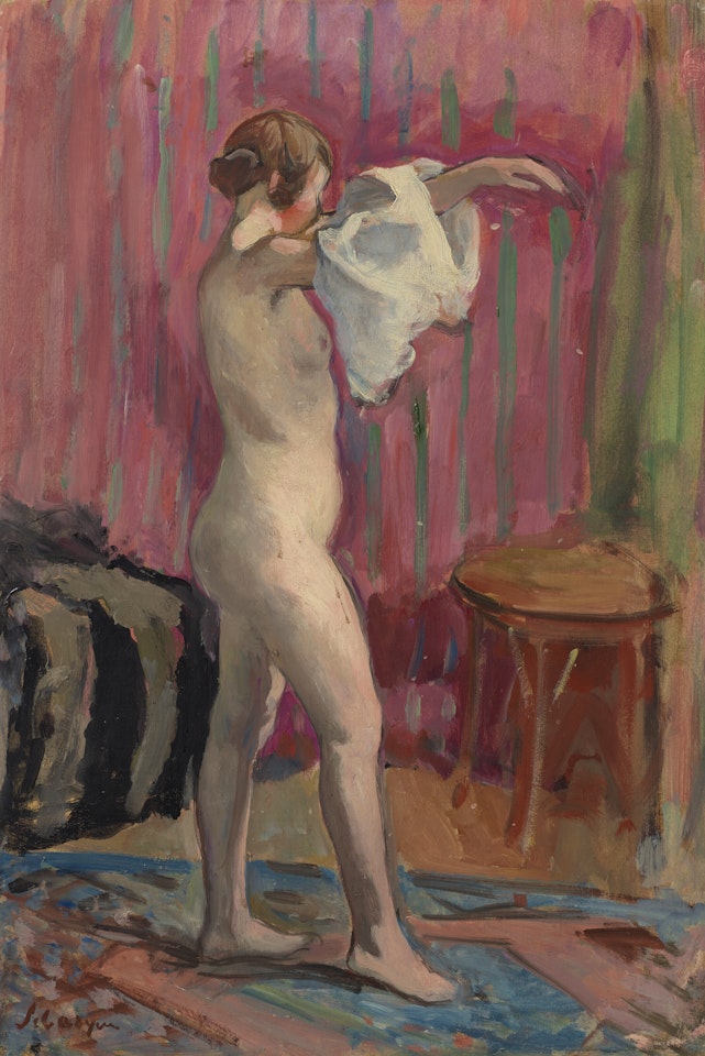 Jeune femme enfilant sa chemise by Henri Lebasque