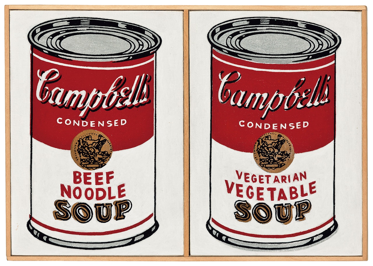 Andy Warhol ‘Two Campbell’s Soup Cans, Beef Noodle, and Vegitarian Vegetable’, 1962 by Richard Pettibone