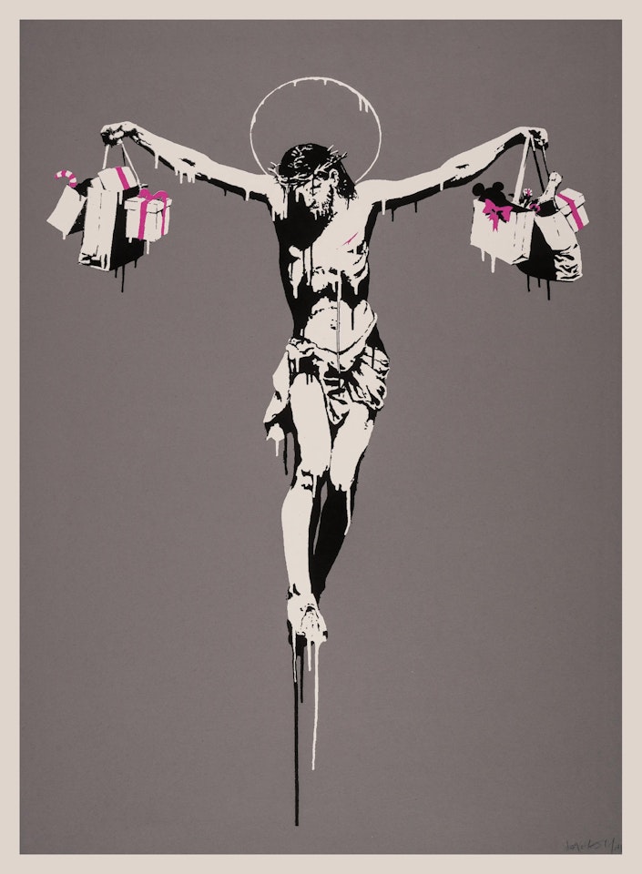 Christ with Shopping Bags (Signed) by Banksy
