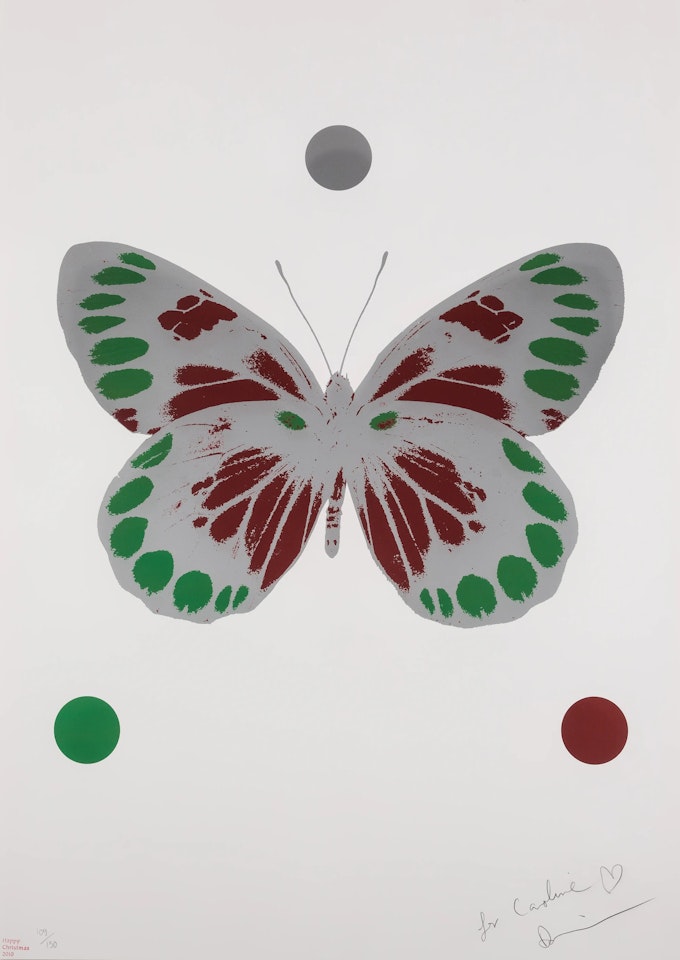 Science Xmas Butterfly (Emerald Green & Chilli Red) by Damien Hirst