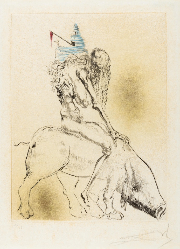 Femme au cochon, from "Faust" by Johann Wolfgang von Goethe (Field 69-1B; M&L 299k) by Salvador Dali