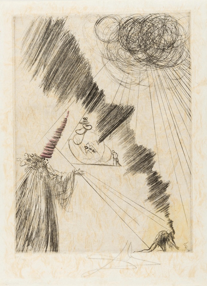 Femme au clown/Des Pudels Kern, from "Faust" by Johann Wolfgang von Goethe (Field 69-1D; M&L 302k) by Salvador Dali