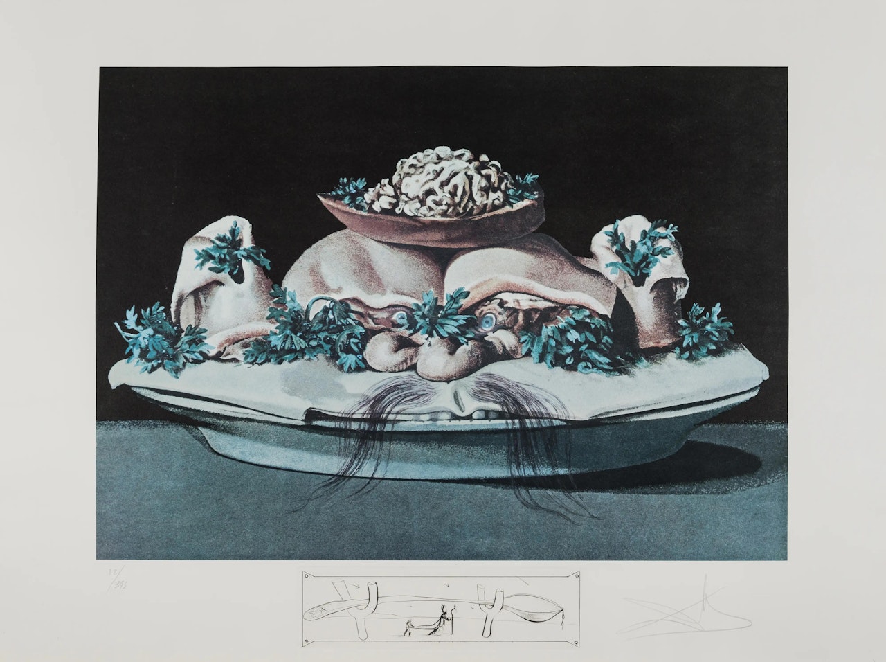 Les suprênes de maillaise liliputiens, from Les diners de Gala (Field 77-5-C; not in M&L) by Salvador Dali