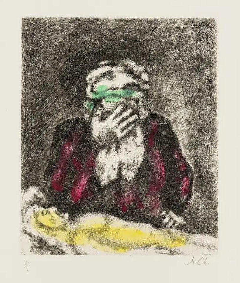 The Bible: Abraham Pleurant Sara (See Cramer 30) by Marc Chagall