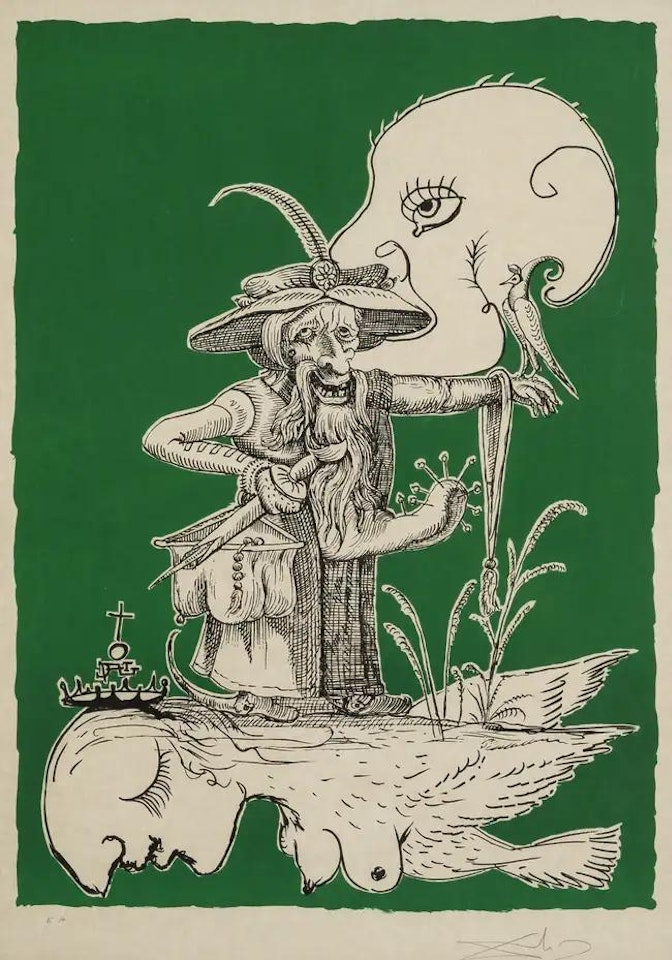 A plate, from Les Songes drolatiques de Pantagruel (Field 73-7-A; M&L 1409b) by Salvador Dali