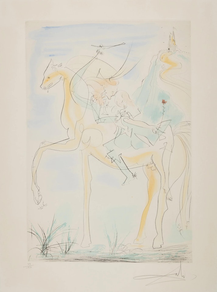 Couple à cheval, from Hommage à Albrecht Dürer (Field 71-8-K; M&L 491a) by Salvador Dali