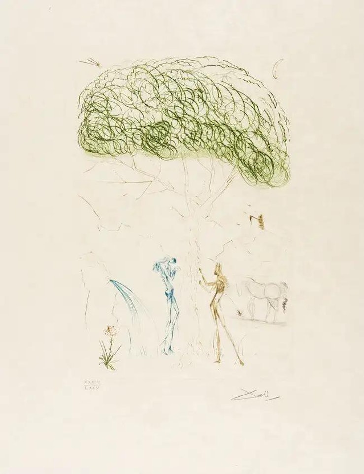 Sous le Pin Parasol (Field 70-10I; M&L 414a) by Salvador Dali