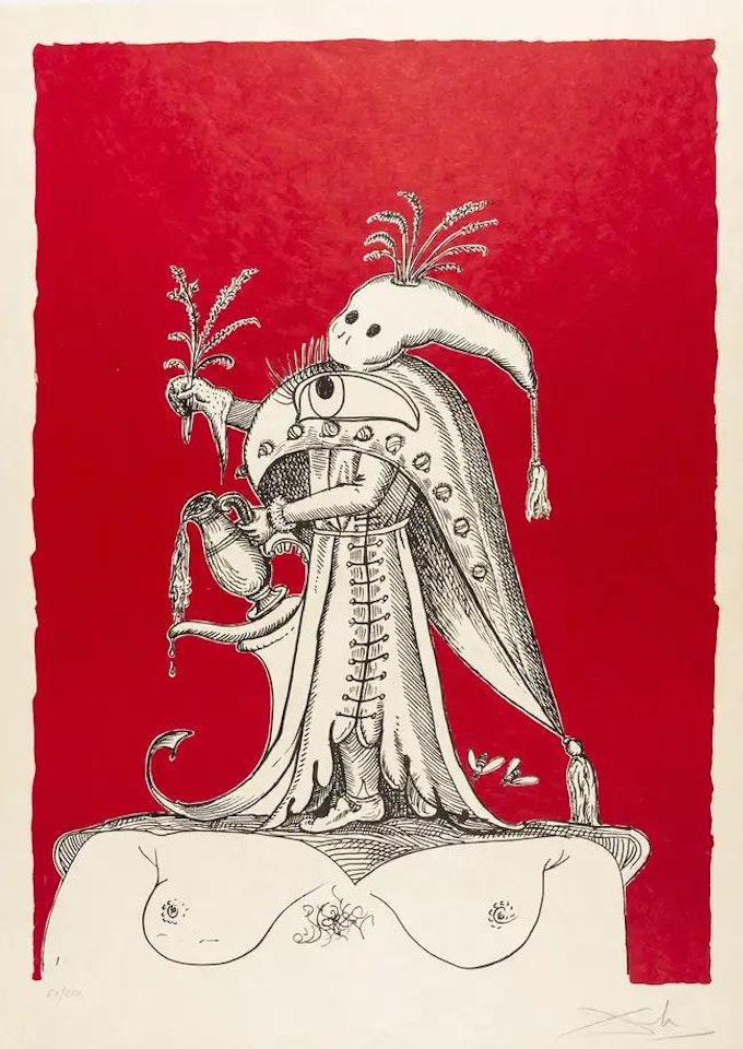 A plate, from Les Songes drolatiques de Pantagruel (Field 73-7-Y; M&L 1417a) by Salvador Dali