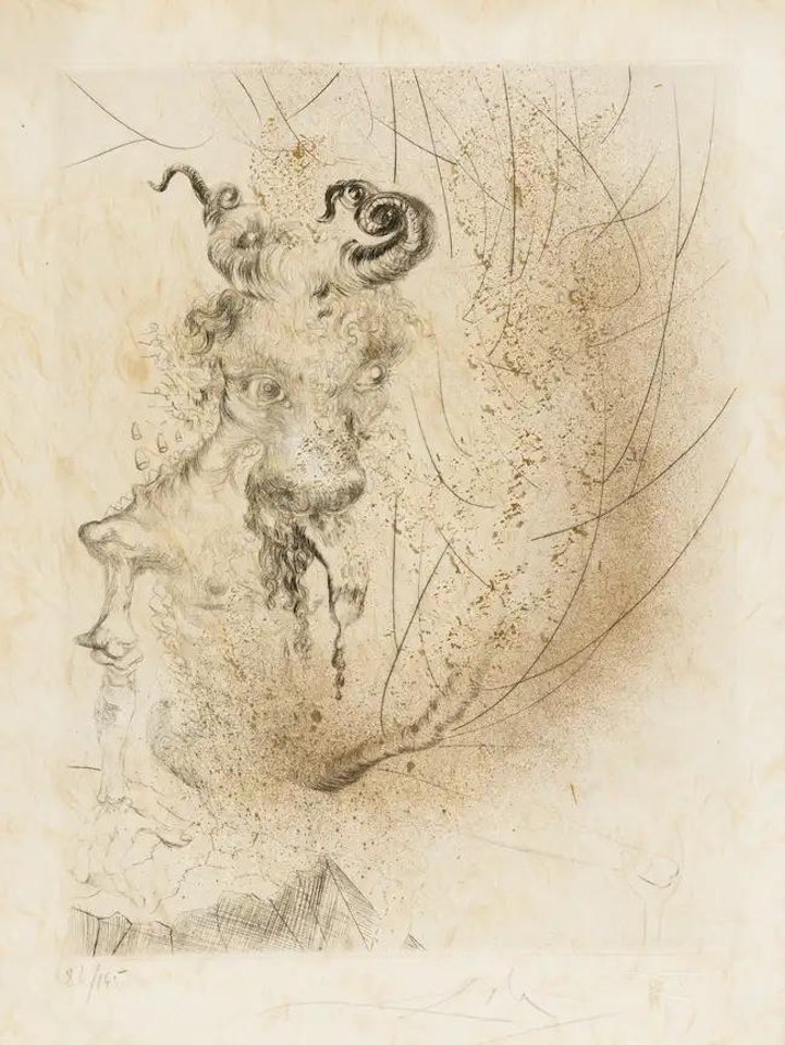 Tête de veau (Field 69-1G; M&L 306k) by Salvador Dali